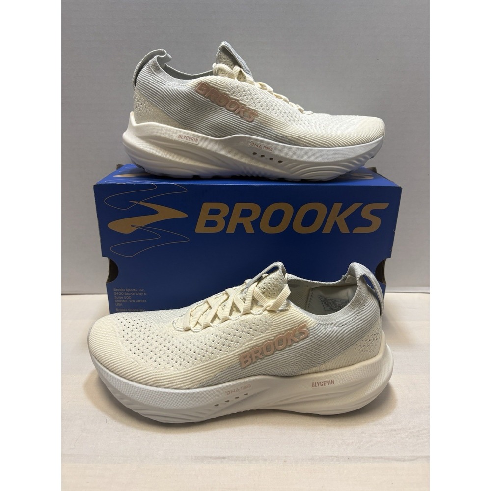 NEW Brooks Women's Size 10 B Glycerin Stealthfit 22 Shoes Coconut/Oyster/Rose